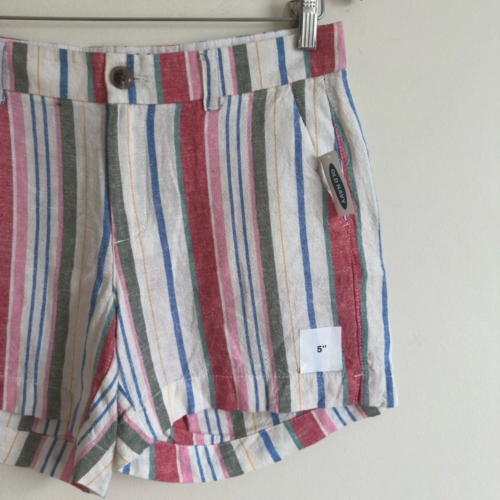 Old Navy Mid-Rise Linen Blend Everyday Shorts sz 6 Red Blue Green Pink Summer